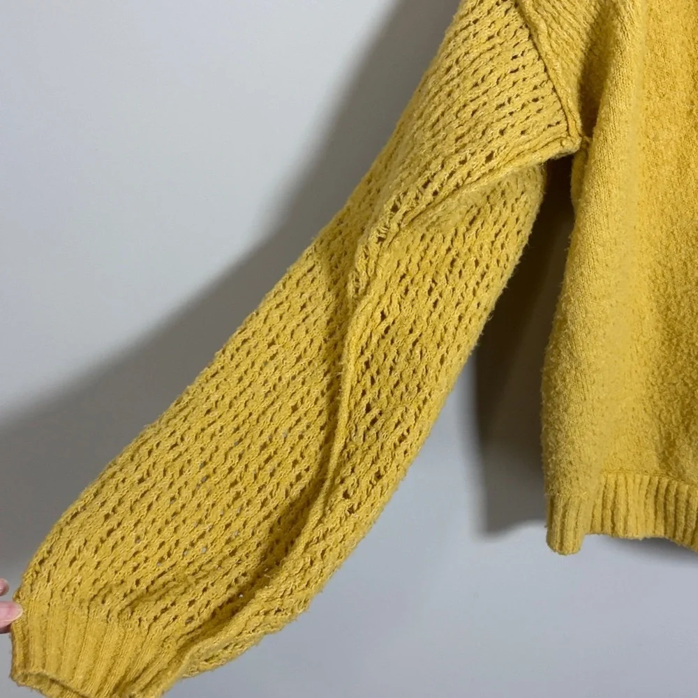 Free People Thats A Wrap Surplice V-Neck Sweater Yellow Long Sleeve Knit Sz M
